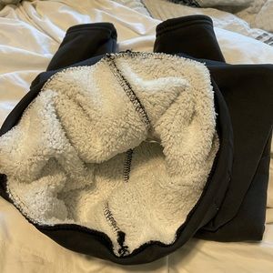 Gray fleece-lined leggings